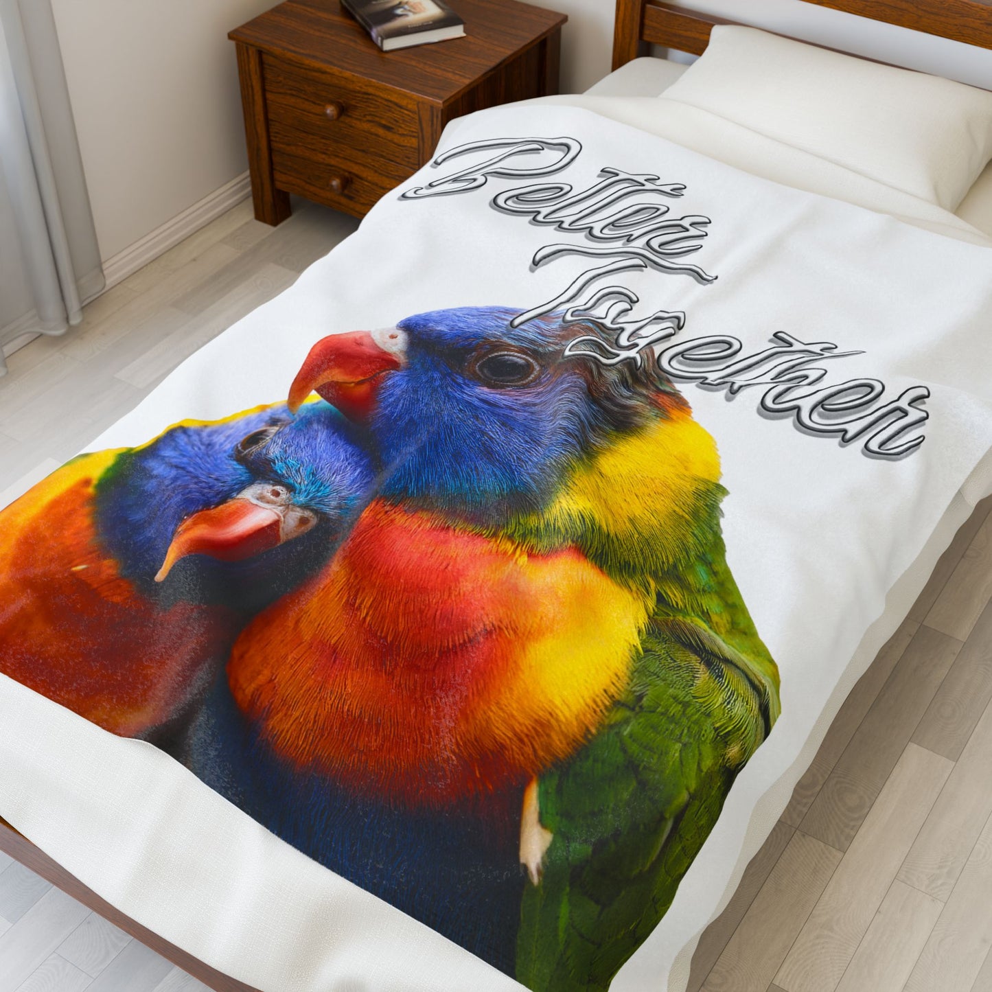 Better Together - Birds of a Feather - Velveteen Plush Blanket - Cozy Home Decor Gift for Bird Lovers
