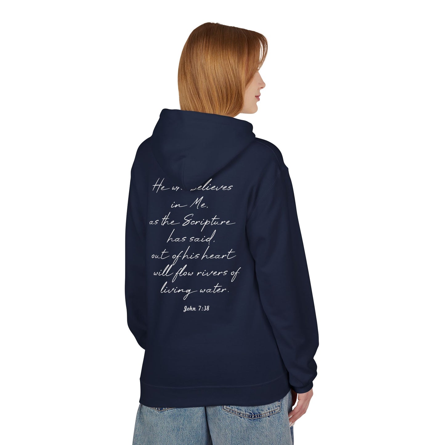 Blessed Hoodie — Faith Hoodie with John 7:38 Back Quote