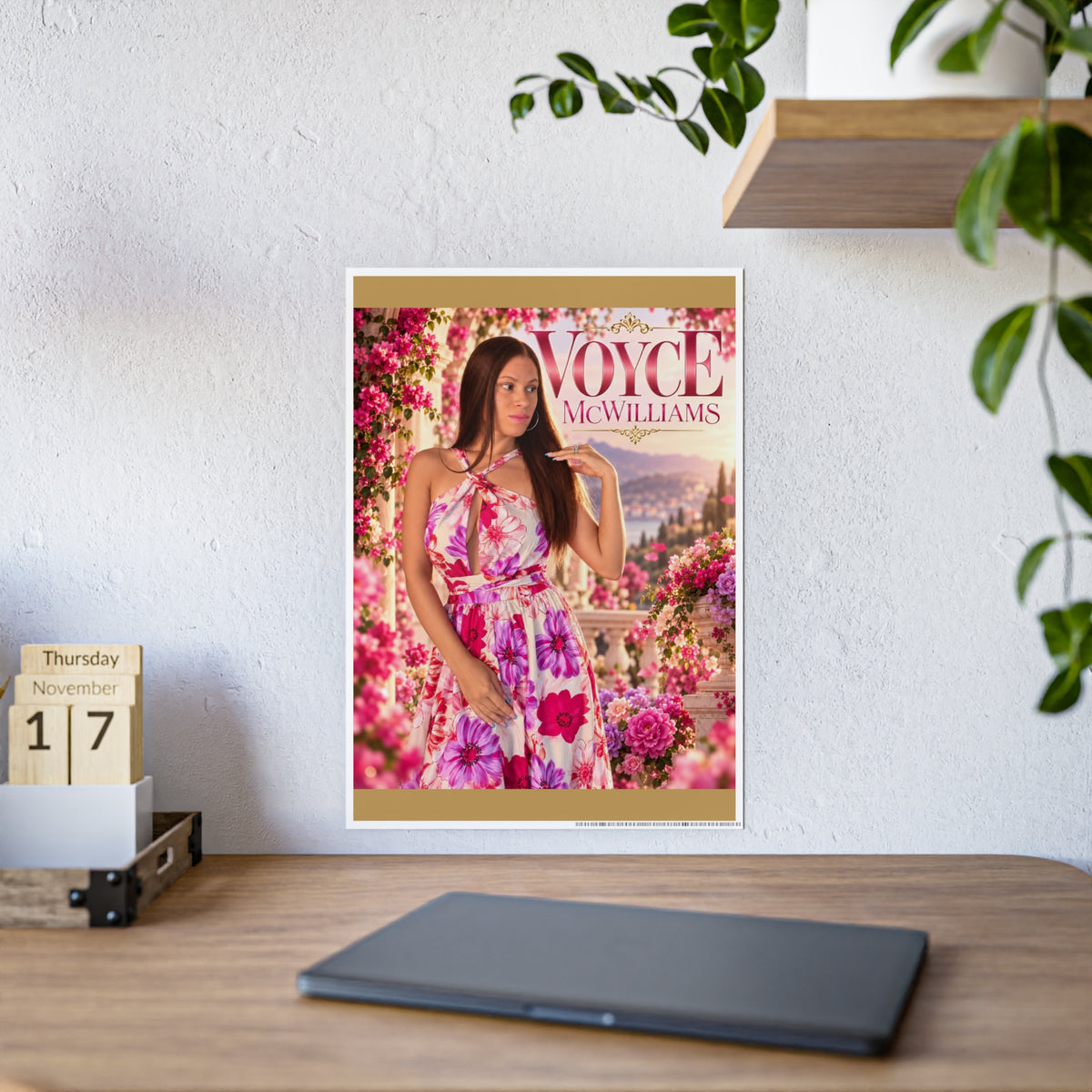Voyce McWilliams In Full Bloom Glossy Poster | Pink Floral Wall Art