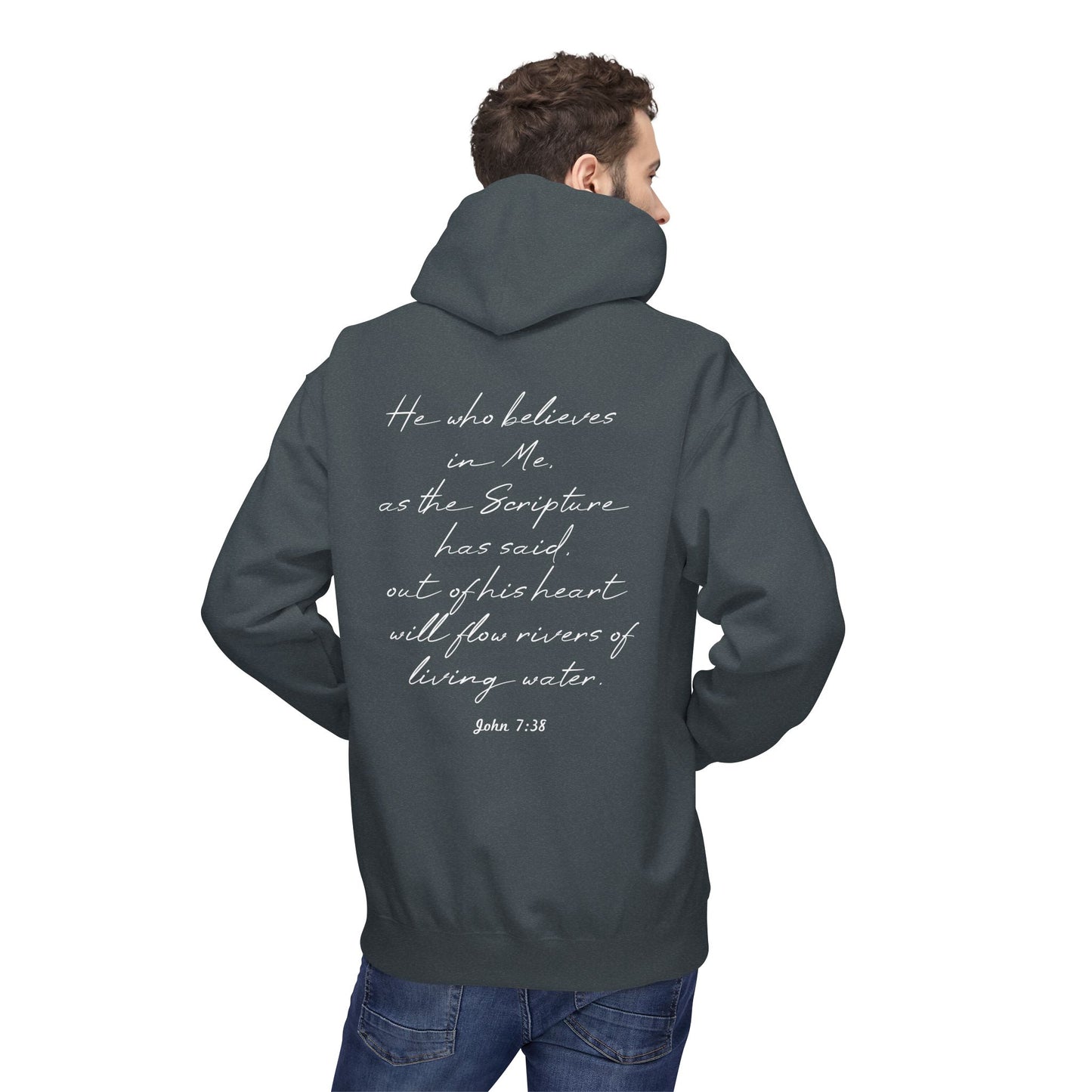 Blessed Hoodie — Faith Hoodie with John 7:38 Back Quote