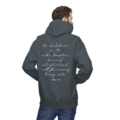 Blessed Hoodie — Faith Hoodie with John 7:38 Back Quote