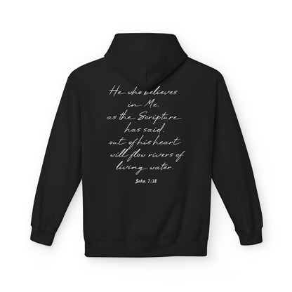 Blessed Hoodie — Faith Hoodie with John 7:38 Back Quote