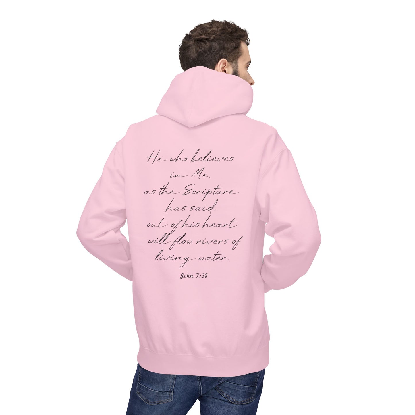 Blessed Hoodie — Faith Hoodie with John 7:38 Back Quote