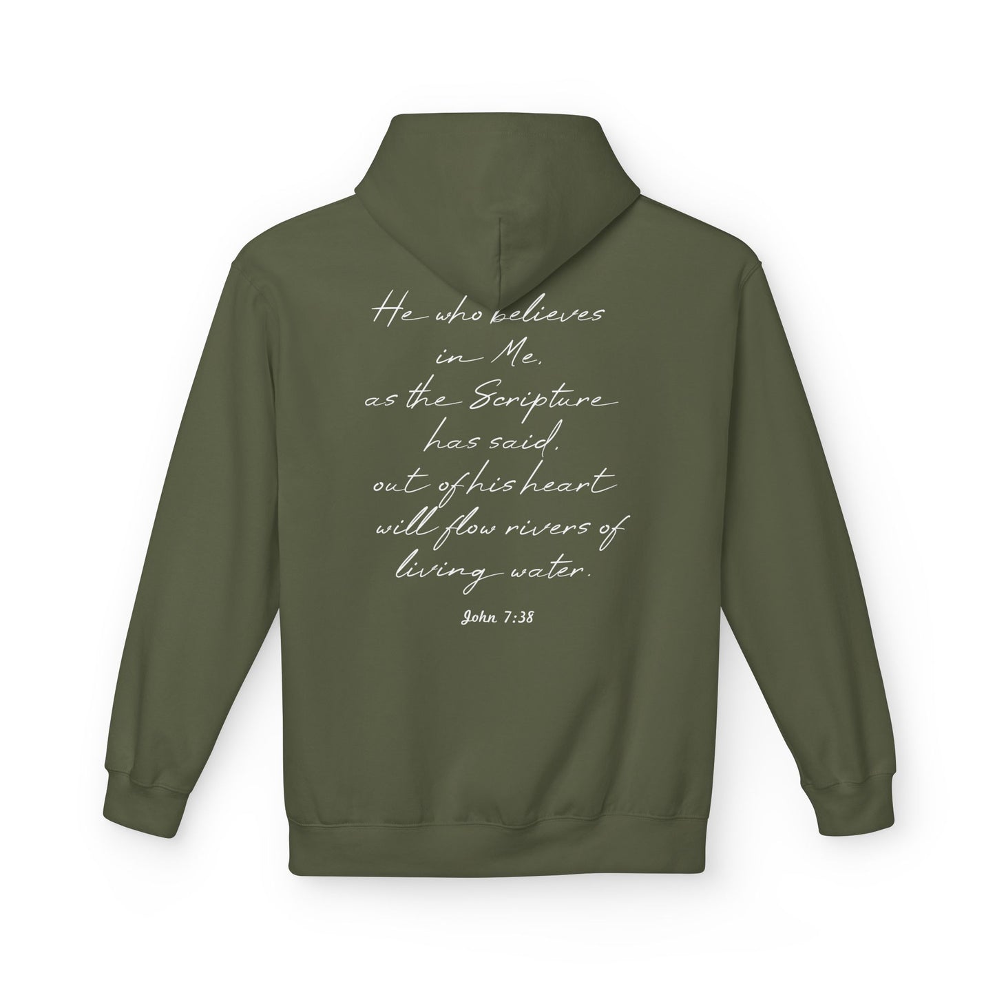 Blessed Hoodie — Faith Hoodie with John 7:38 Back Quote