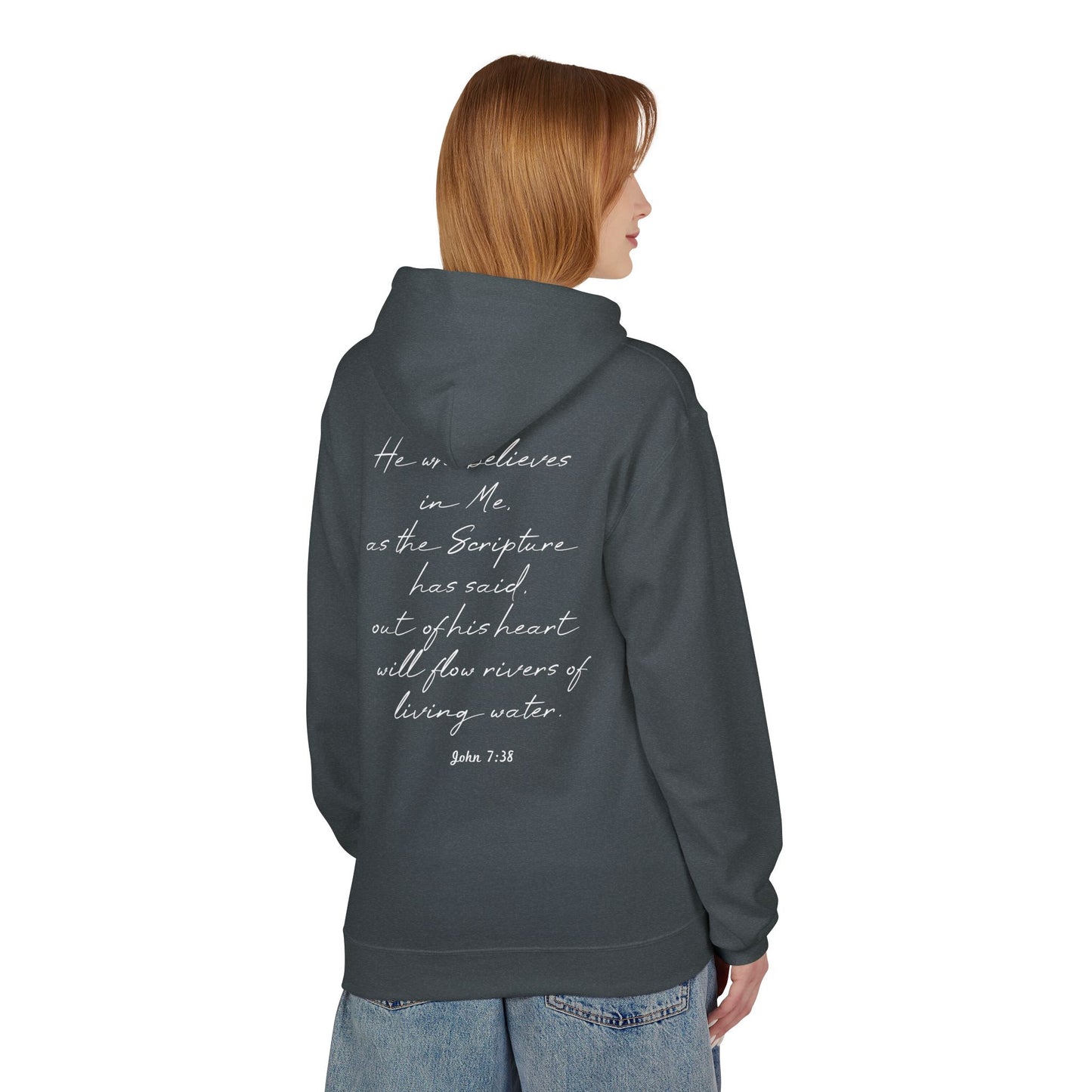 Blessed Hoodie — Faith Hoodie with John 7:38 Back Quote