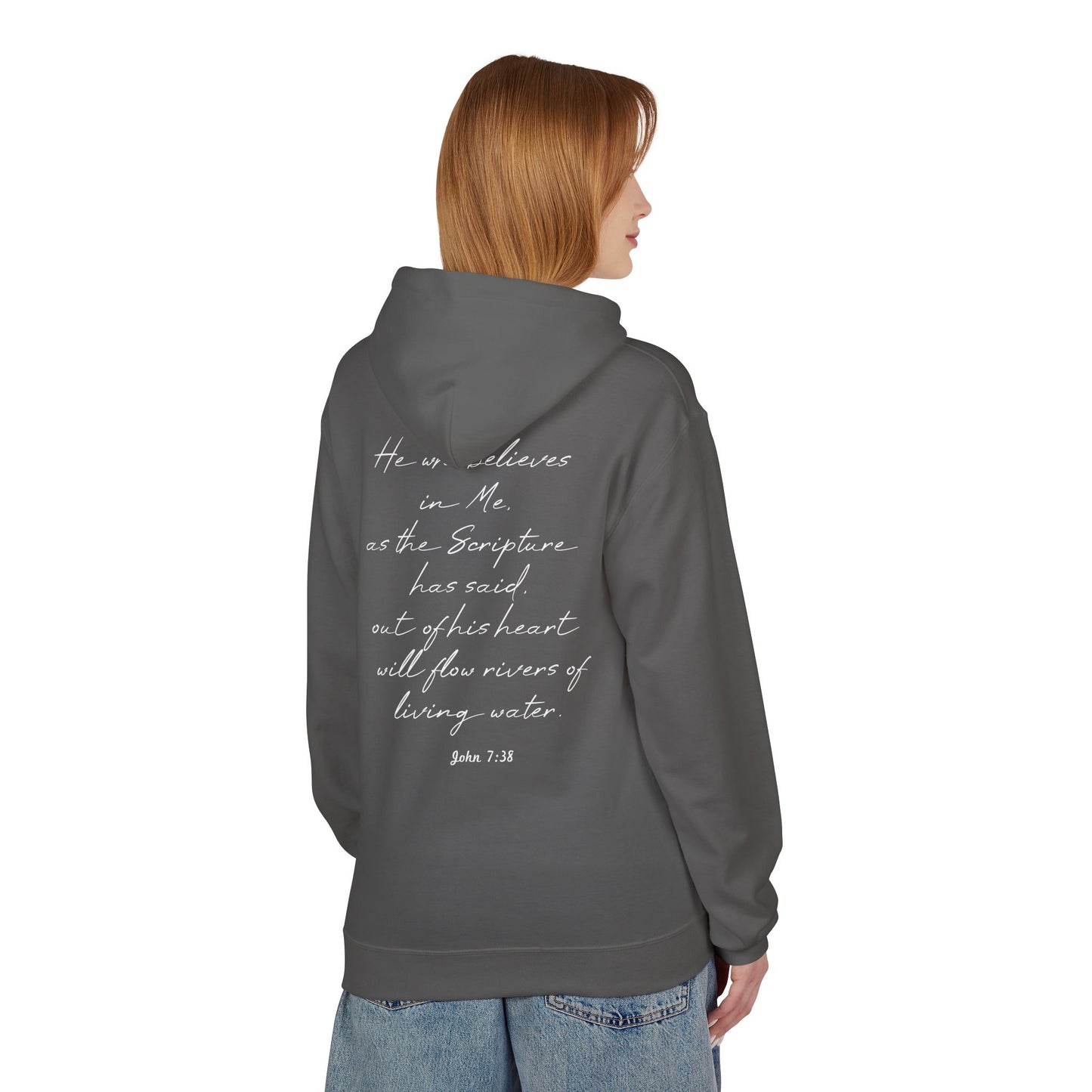 Blessed Hoodie — Faith Hoodie with John 7:38 Back Quote