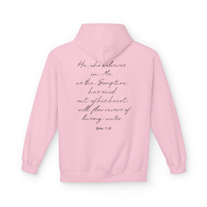 Blessed Hoodie — Faith Hoodie with John 7:38 Back Quote