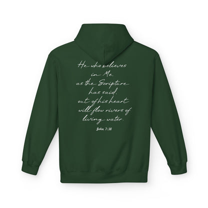 Blessed Hoodie — Faith Hoodie with John 7:38 Back Quote