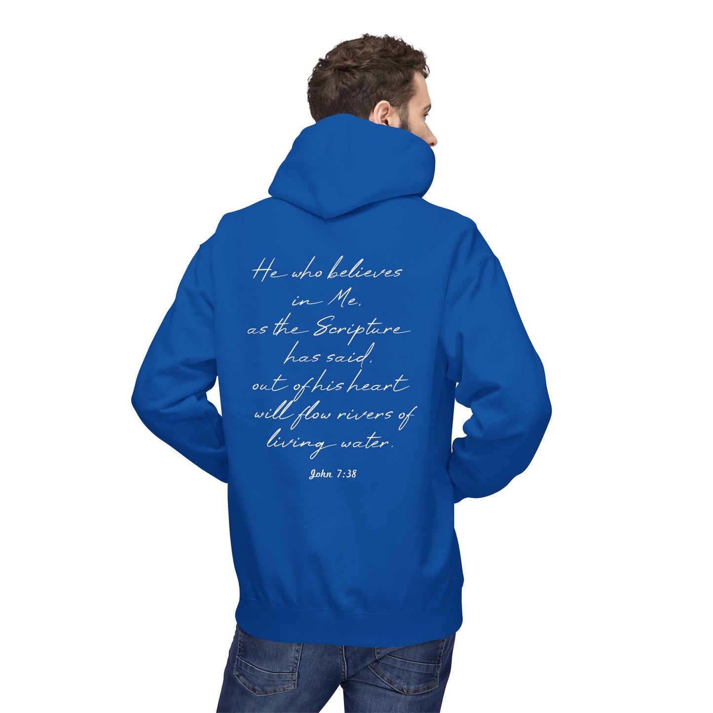 Blessed Hoodie — Faith Hoodie with John 7:38 Back Quote
