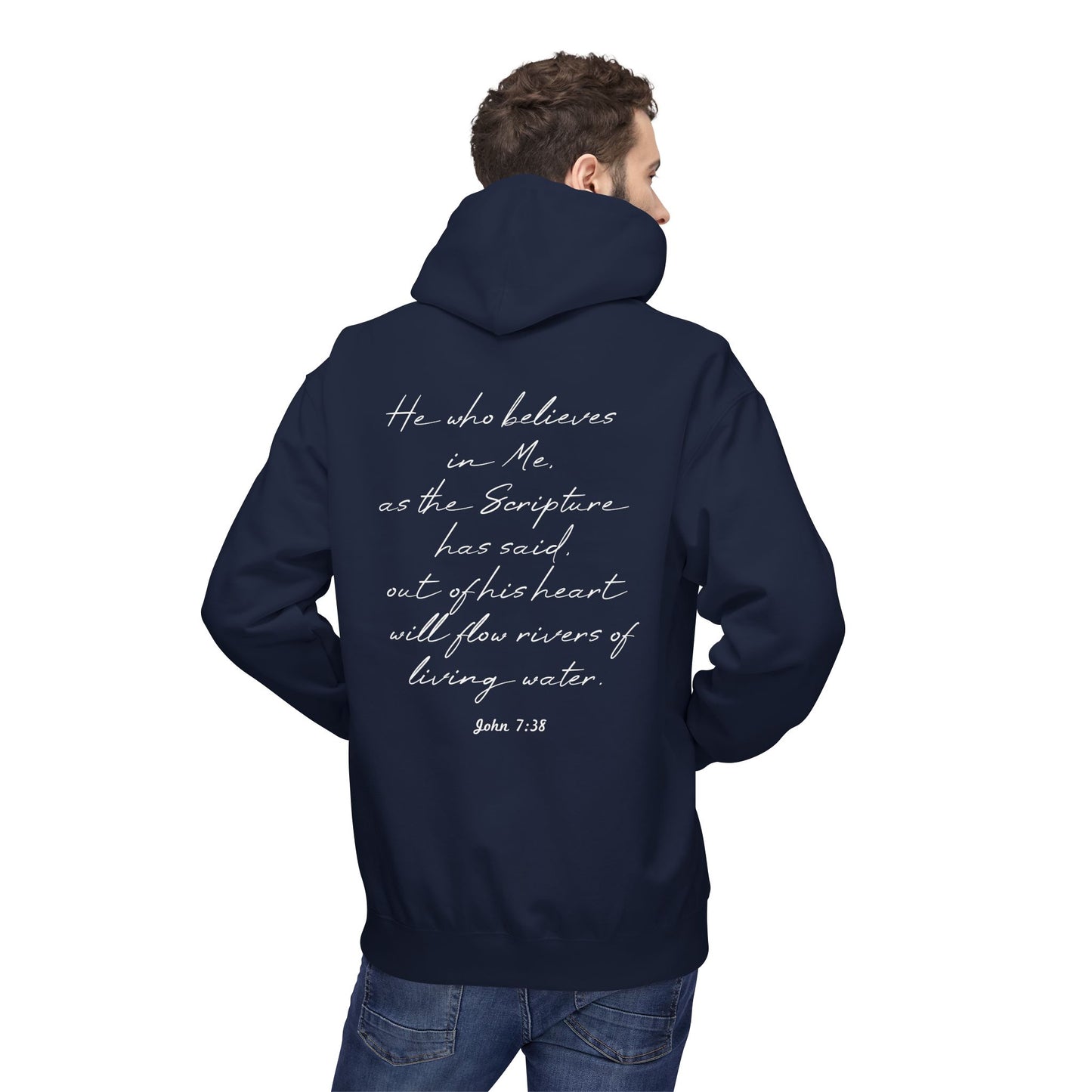 Blessed Hoodie — Faith Hoodie with John 7:38 Back Quote