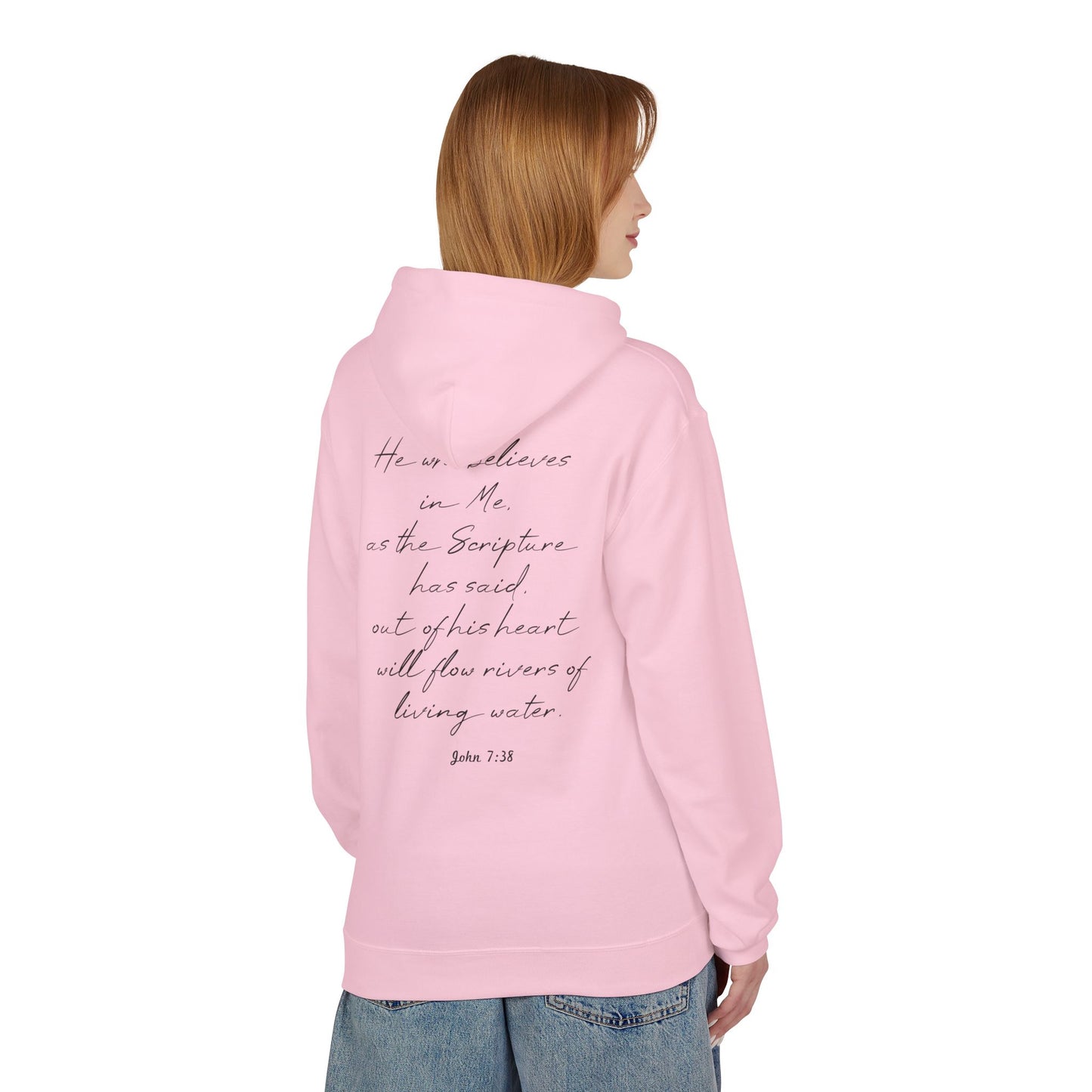 Blessed Hoodie — Faith Hoodie with John 7:38 Back Quote