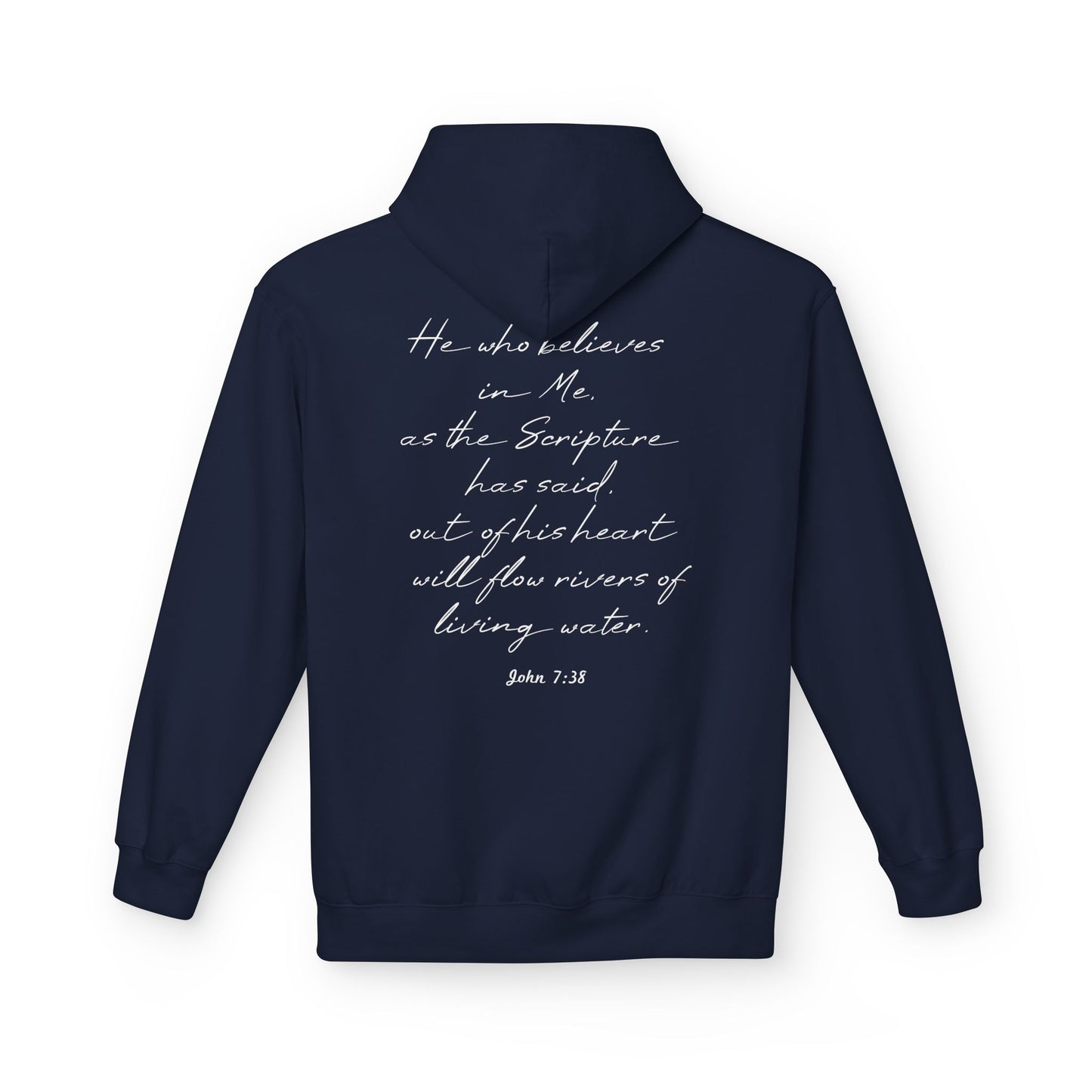 Blessed Hoodie — Faith Hoodie with John 7:38 Back Quote