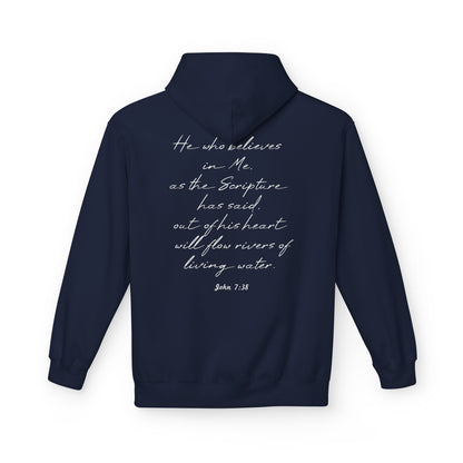 Blessed Hoodie — Faith Hoodie with John 7:38 Back Quote