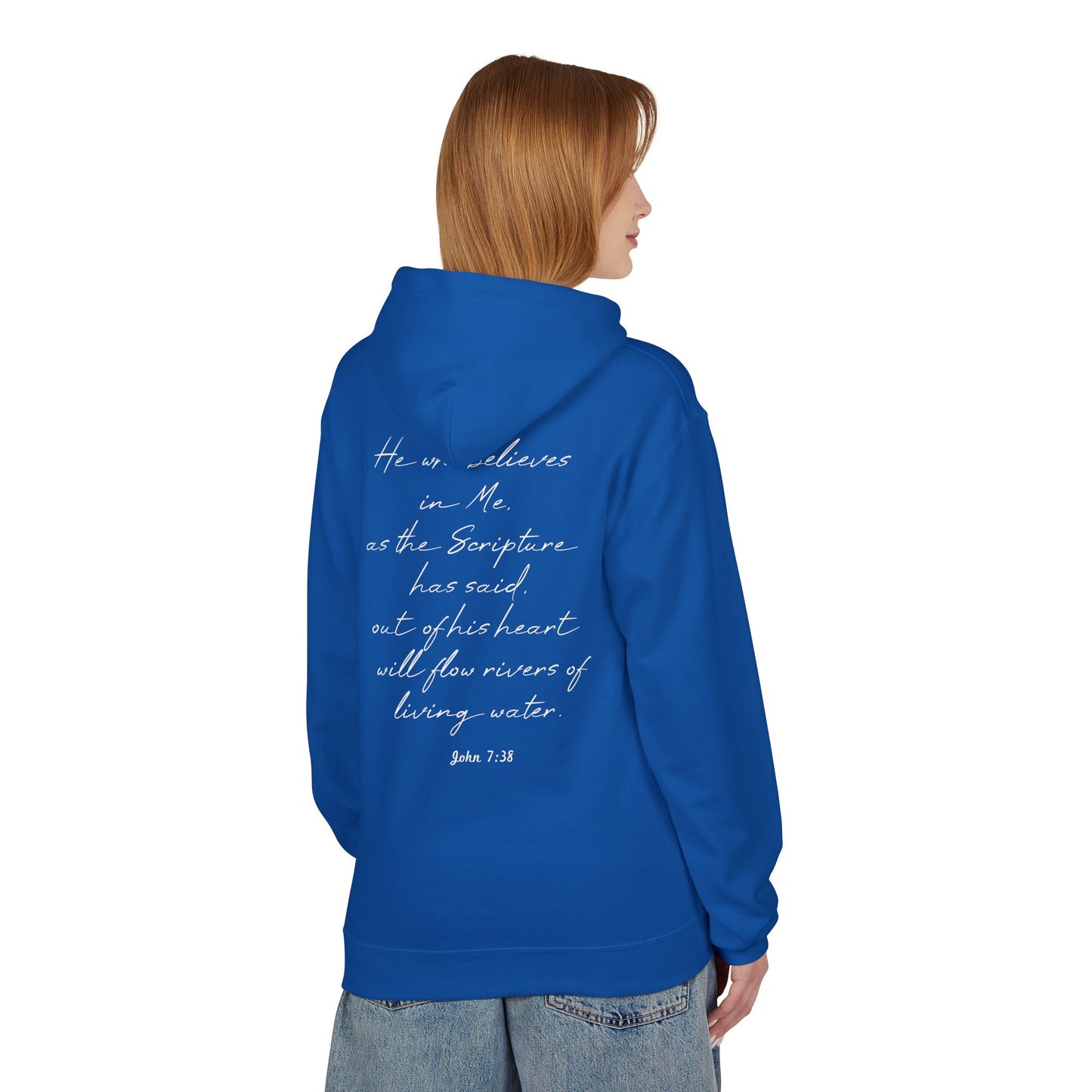 Blessed Hoodie — Faith Hoodie with John 7:38 Back Quote