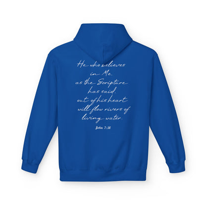 Blessed Hoodie — Faith Hoodie with John 7:38 Back Quote