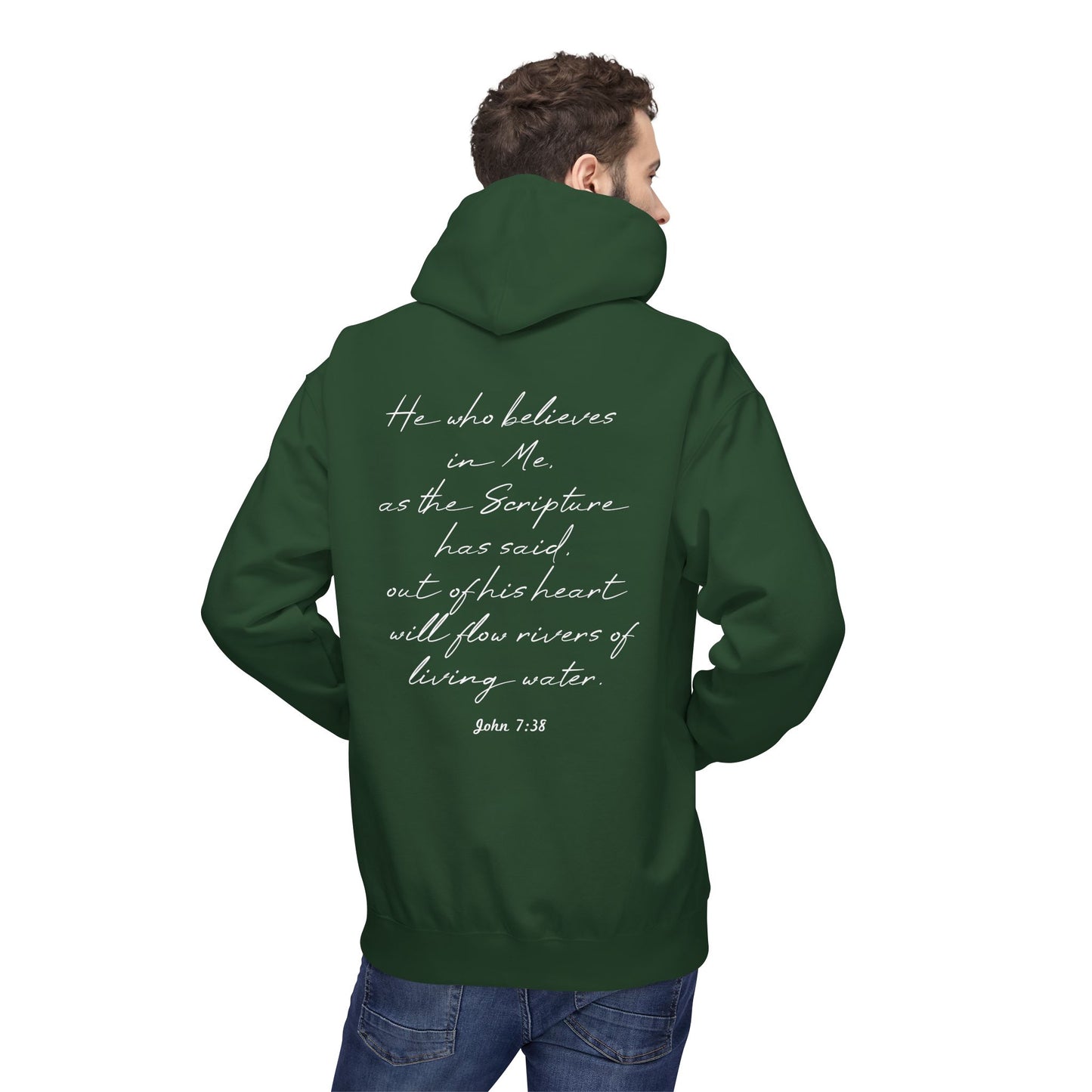 Blessed Hoodie — Faith Hoodie with John 7:38 Back Quote
