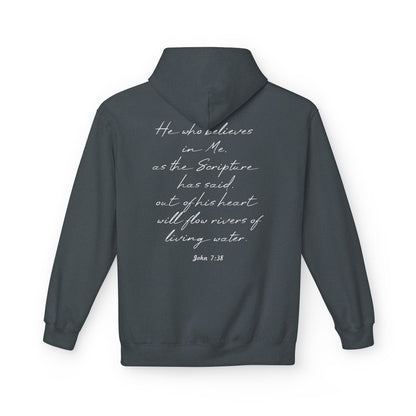 Blessed Hoodie — Faith Hoodie with John 7:38 Back Quote