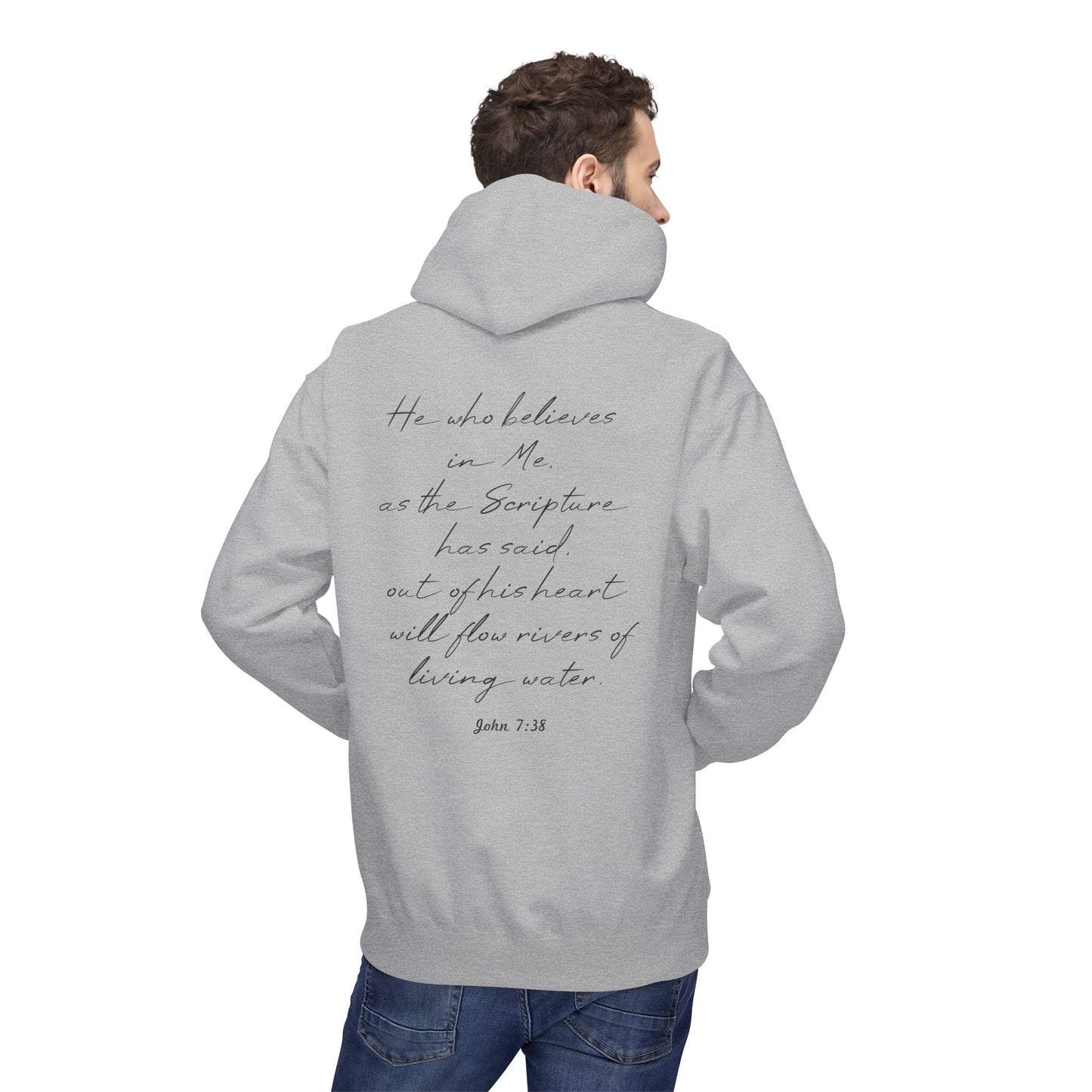 Blessed Hoodie — Faith Hoodie with John 7:38 Back Quote